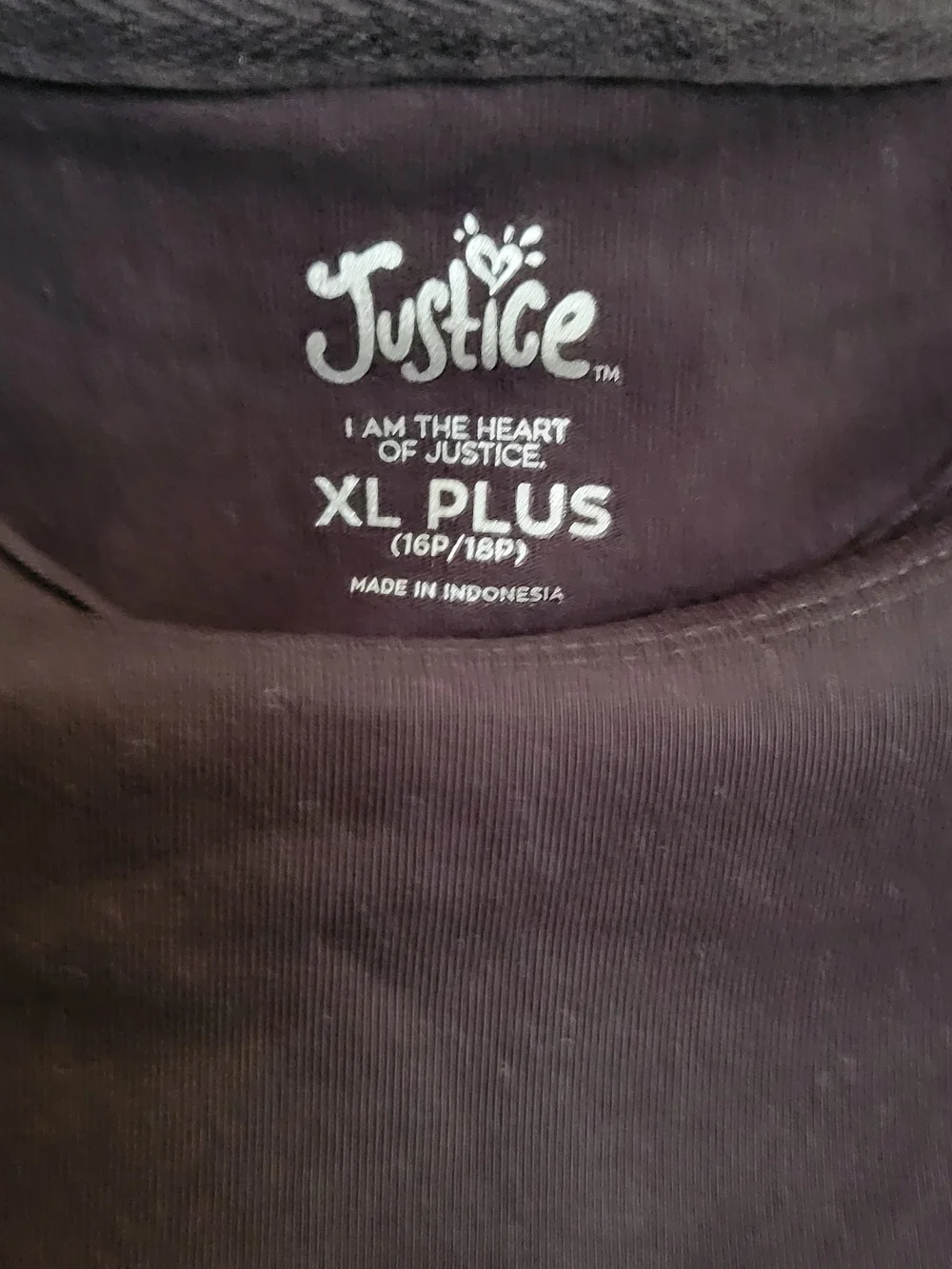 Justice Short Sleeve Tee in Deep Purple with Pink Tag